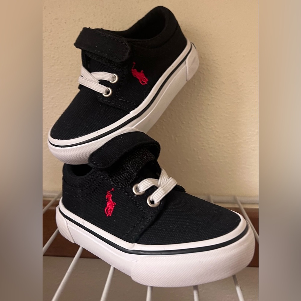 5 Polo Ralph Lauren Black Red little Kids Shoes Sneakers toddler preppy designer